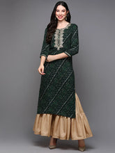 Viscose Rayon Green Bandhani Printed-VCK9470